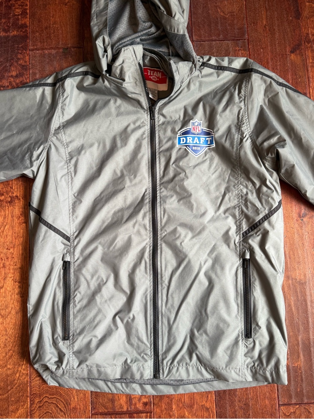 Gray Hooded Men's Rain Jacket NFL Draft 2018